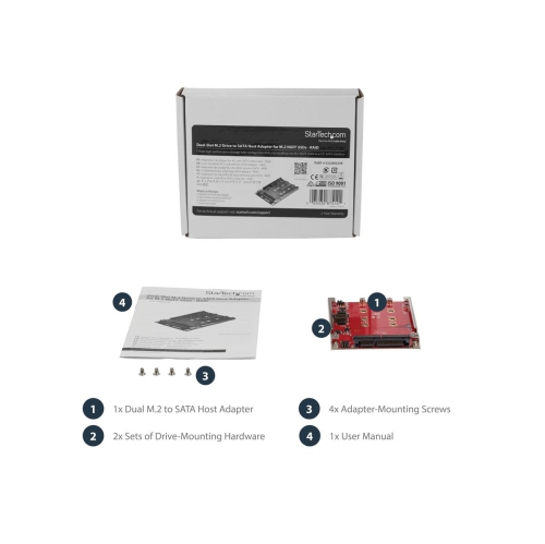 StarTech.com – Adaptateur double port M.2 vers SATA pour baie de disque de 2,5 po - Rouge -