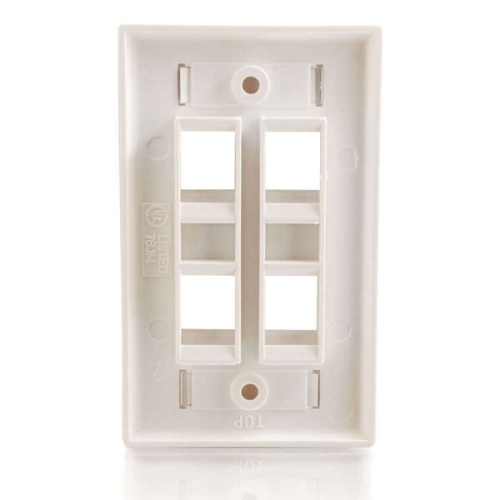 C2G Four Port Keystone Single Gang Wall Plate - White -