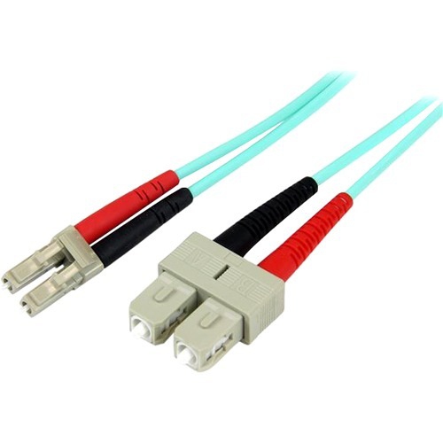 StarTech 10m Fiber Optic Cable - 10 Gb Aqua - Multimode Duplex 50/125 - LSZH - LC/SC - OM3 - LC to SC Fiber Patch