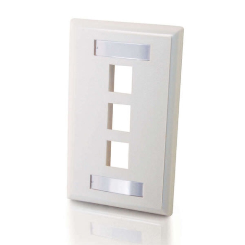C2G Three Port Keystone Single Gang Wall Plate - White -