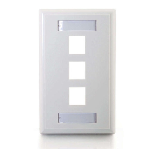 C2G Three Port Keystone Single Gang Wall Plate - White -