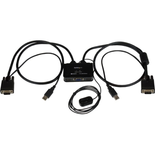 Control two VGA, USB-equipped PCs with a single monitor, keyboard, and mouse per