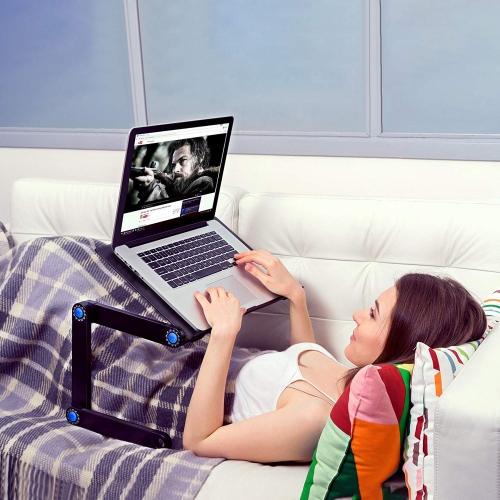 Adjule Standing Laptop Desk Stand Table Portable Aluminum Lap Adjule Standing Laptop Desk Stand Table Portable Aluminum Lap Riser Holder With Dual Cooling Fans For Bed Couch Sofa Screen Protectors Best