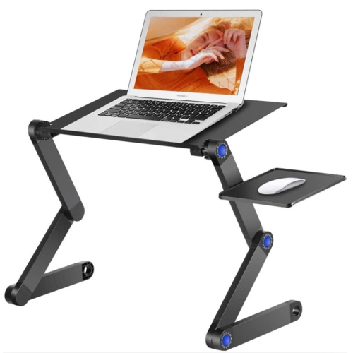 Adjustable Standing Laptop Desk Stand Table Portable Aluminum Lap Riser Holder with Dual-Cooling Fans for Bed Couch Sofa