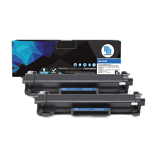 [With Chip] Gotoners™ 2PK Brother New Compatible TN-760 High Yield Black Toner Cartridge For DCP-L2550,HL-L239dw,MFC-L2710/L2750