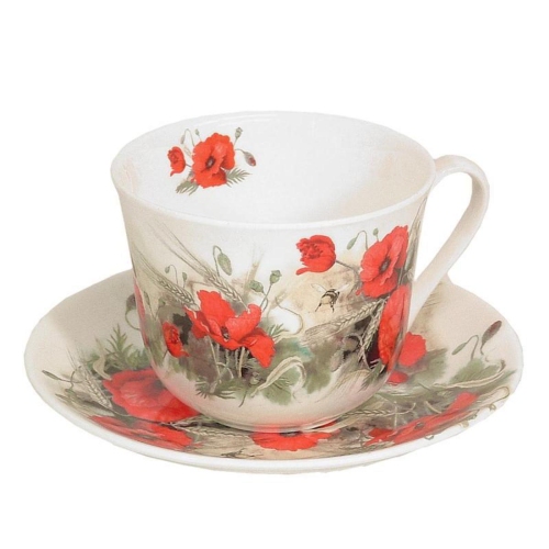 Roy Kirkham Breakfast Cups & Saucers - Poppy