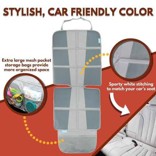  Car Backseat Organizer with Tablet Holder for Kids- Thermal Pockets- Use as Seat Back Protector, Kick Mat