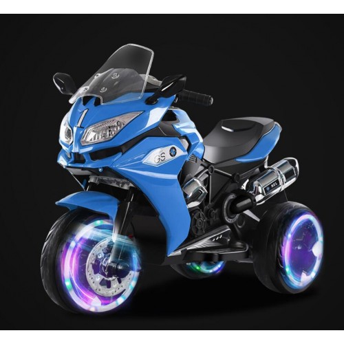 Moto électrique à 3 roues pour enfants A2 avec lumière DEL et musique  (bleu)