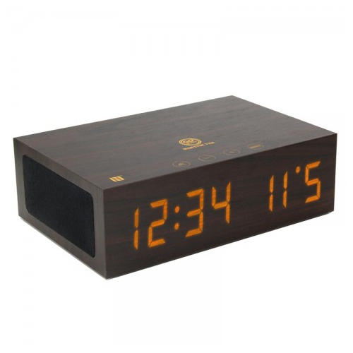GOGROOVE  Bluesync Tym Real Wood Bluetooth Speaker & Alarm Clock With Nfc Pairing