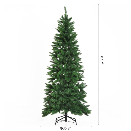 6.9ft Artificial Christmas Tree Evergreen Spruce w/ Metal Stand 865 Branch Tips