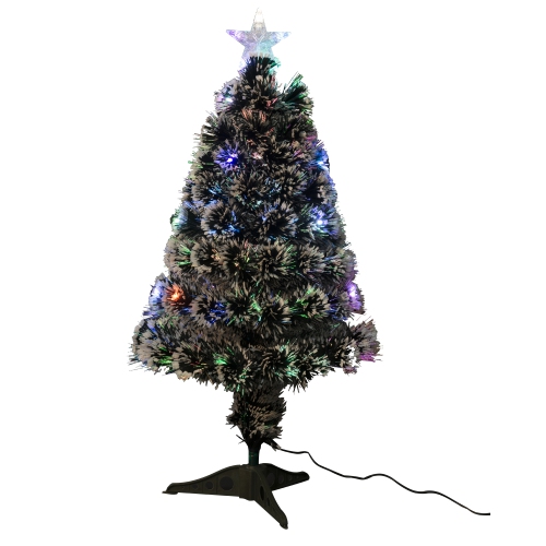 3ft Xmas Tree Pre-Lit LED Optical Fiber Artificial w/ Stand and Decoration