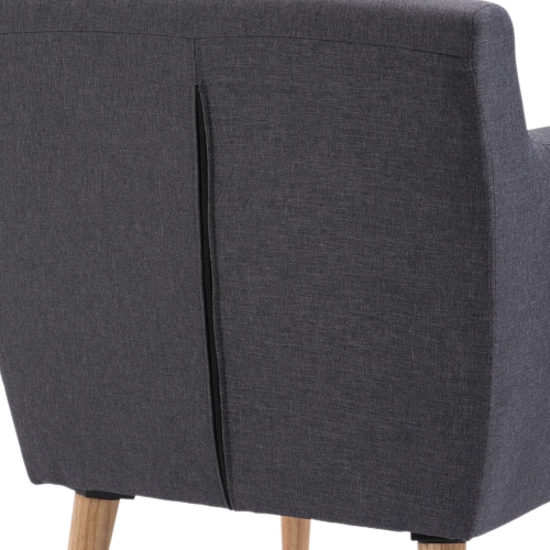 HOMCOM Mid-Century Modern Accent Arm Chair Linen Upholstery Tufted Seat Club Chair with Wood Frame Thick Padded Dark Grey
