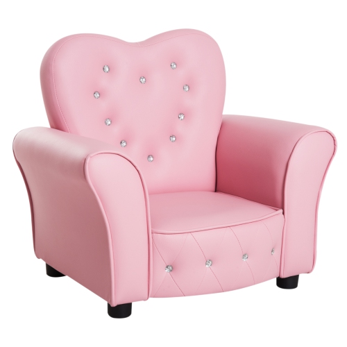 Qaba Kids Mini Princess Sofa Chair Upholstered Tufted Armchair Pink