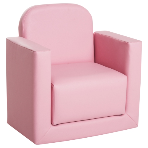 Qaba 2-in-1 Kids Table & Sofa Chair Set Convertible Multifunctional Pink