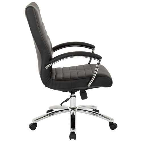Work Smart FL Mid-Back Faux Leather Executive Chair - Black