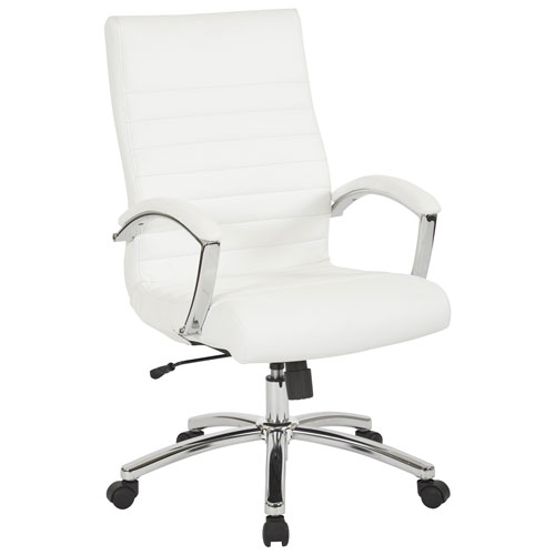 Work Smart FL Mid-Back Faux Leather Executive Chair - White | Best Buy