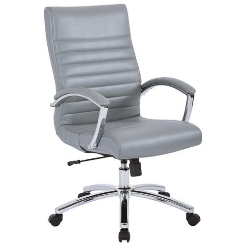 Work Smart FL Mid-Back Faux Leather Executive Chair - Grey