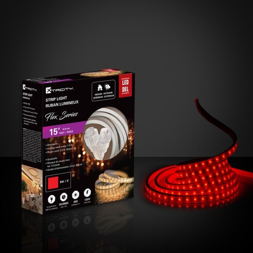 Xtricity flexible led strip 15 feet/8w-3''/120v/Red Indoor and Outdoor