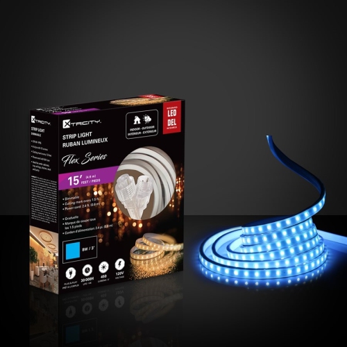 Xtricity flexible led strip 15 feet/8w-3''/120v/Blue Indoor and Outdoor