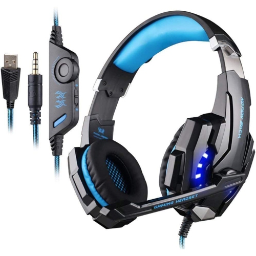 Gaming Headset for PS5 PS4 PC Xbox Series X, Noise Cancelling Over Ear Headphones with Mic, Bass Surround Gaming Headphones, Soft Memory Earmuffs, Co