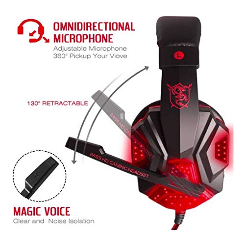 Gaming Headset;3.5mm Wired Bass Stereo Noise Isolation Gaming Headphones with Mic for Laptop; Computer; PS4; etc