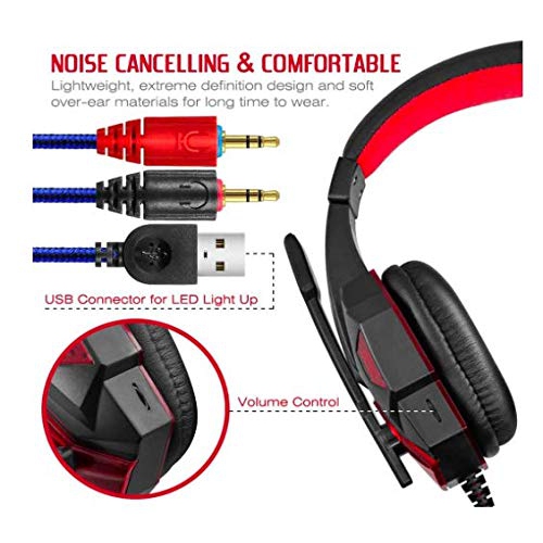 Gaming Headset;3.5mm Wired Bass Stereo Noise Isolation Gaming Headphones with Mic for Laptop; Computer; PS4; etc