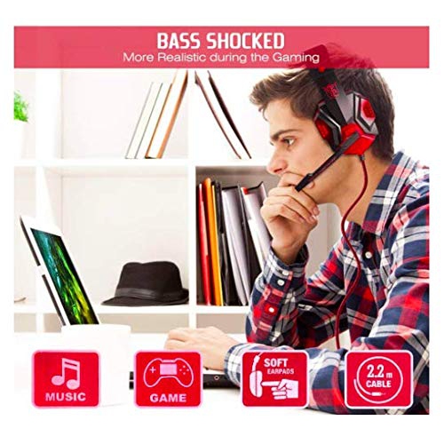 Gaming Headset;3.5mm Wired Bass Stereo Noise Isolation Gaming Headphones with Mic for Laptop; Computer; PS4; etc