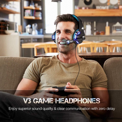 Navor Gaming Over-Ear Headset for PS5 PS4 Switch Xbox One, Gaming Clear Sound Headphones All-in-1 with Mic Stereo Surround Noise Reduction LED Lights