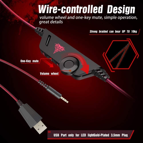 3.5mm Wired Gaming Headphone with Bass Stereo, Noise Isolation & Mic for PS4, XBox, PC, Apple