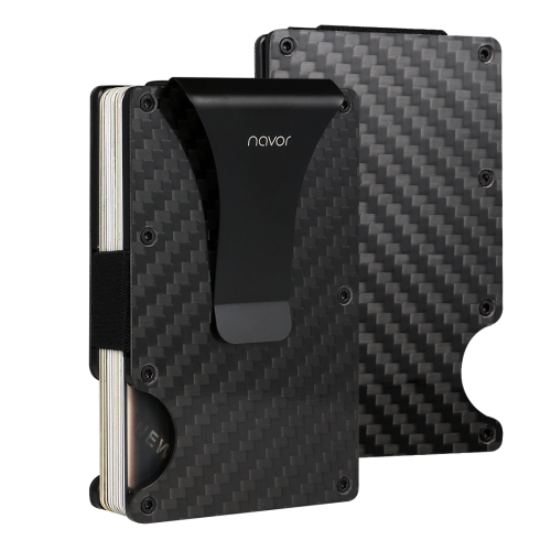 Men's Carbon Fiber RFID Blocking Slim Money Clip Wallet - Credit Card Holder