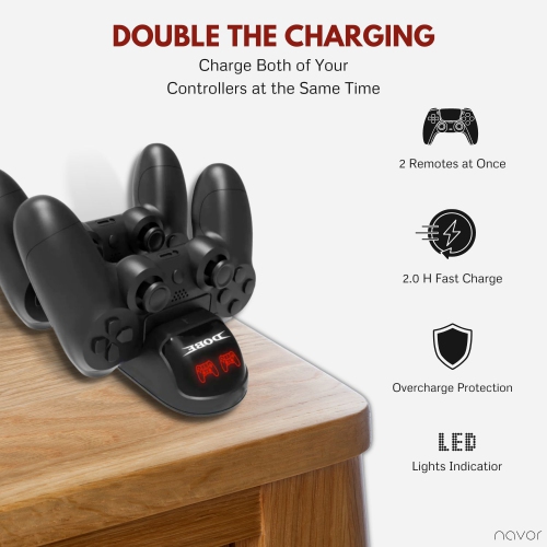 navor PS4 Controller Charger - Controller Docking Station with LED Light Indicators - Compatible with Playstation 4 - Fast Charging Docking Station