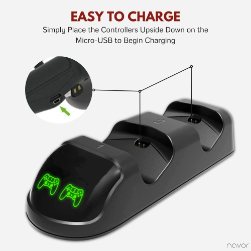 navor PS4 Controller Charger - Controller Docking Station with LED Light Indicators - Compatible with Playstation 4 - Fast Charging Docking Station