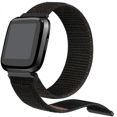STRAPSCO  Woven Nylon Watch Band Strap for Fitbit Versa - In Black