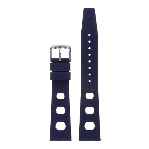 STRAPSCO  Vintage Dive Style Silicone Rubber Rally Watch Band - Quick Release Strap - 22MM In Navy Blue