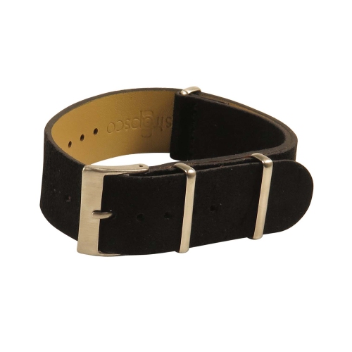 STRAPSCO  Suede Vintage 2-Ring Leather Watch Band Strap - 22MM In Black