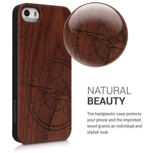 Natural Solid Hard Wooden Protective Cover for Apple iPhone SE 5 5S Bamboo Wood Case 5 5S kwmobile Apple iPhone SE