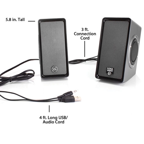 GOgroove SonaVERSE 02 USB-Powered Speakers with Dual Side-Firing Passive Woofers