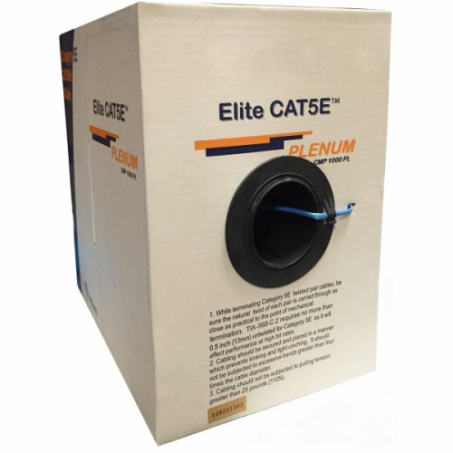 TECH CRAFT  1000' Cat5E (350Mhz) Plenum (Cmp)/ft6 Solid Network Cable - Techcraft - In Blue
