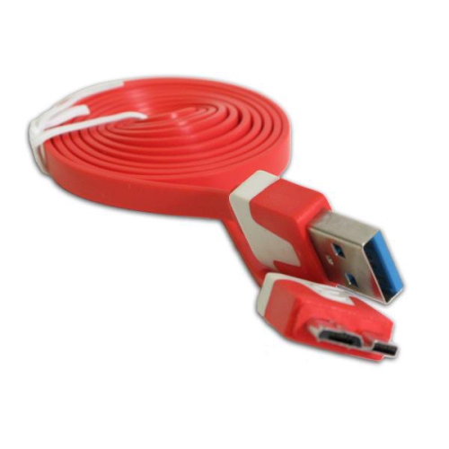 3' Flat USB 3.0 A to USB 3.0 Micro B Cable - TechCraft - Red