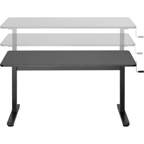 Liveart Manual Sit to Stand Height Adjustable Desk Riser Frame with Table Top. Height from 740mm to 1210mm