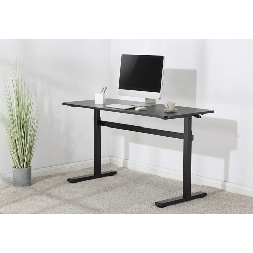 Liveart Manual Sit to Stand Height Adjustable Desk Riser Frame with Table Top. Height from 740mm to 1210mm
