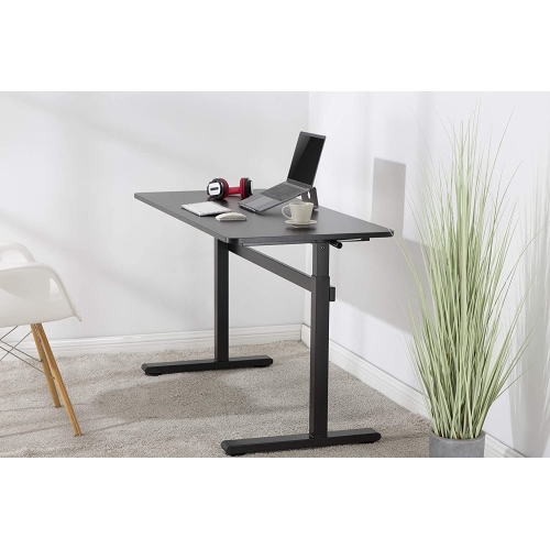 Liveart Manual Sit to Stand Height Adjustable Desk Riser Frame with Table Top. Height from 740mm to 1210mm
