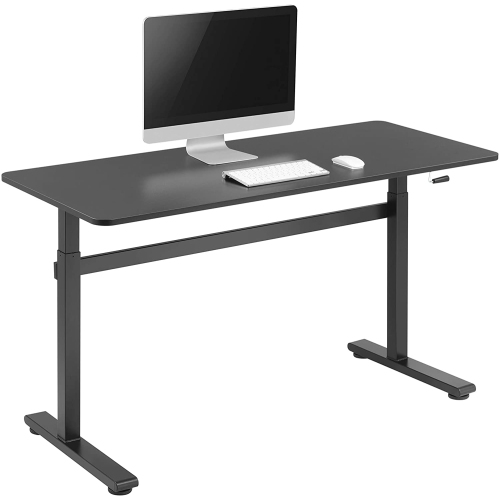 Liveart Manual Sit to Stand Height Adjustable Desk Riser Frame with Table Top. Height from 740mm to 1210mm