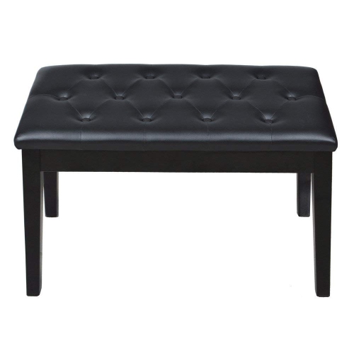 Bison Prosound (TM) Black Solid Wood Leather Piano Bench Padded Double Duet Keyboard Seat Storage