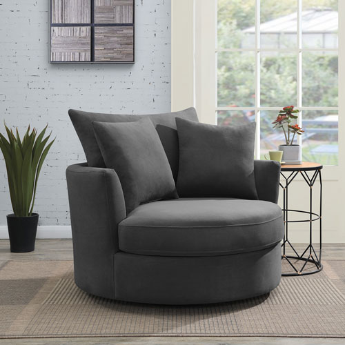 Luca Polyester Swivel Accent Cuddle Chair - Charcoal : Accent Chairs ...