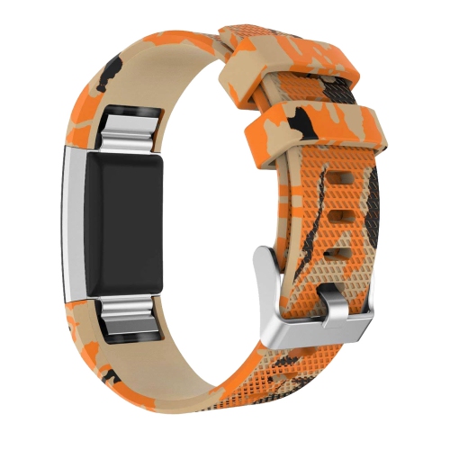 StrapsCo Wild & Camo Pattern Silicone Rubber Watch Band Strap for Fitbit Charge 2 - Beige Camo