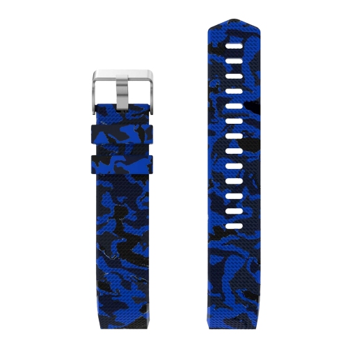 StrapsCo Wild & Camo Pattern Silicone Rubber Watch Band Strap for Fitbit Charge 2 - Blue Camo