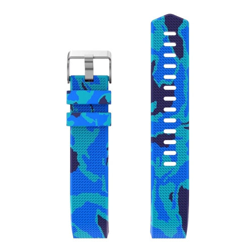 StrapsCo Bracelet de Montre en Caoutchouc de Silicone avec Motif Sauvage & Camo Pour Fitbit Charge 2 - Camo Bleu Clair