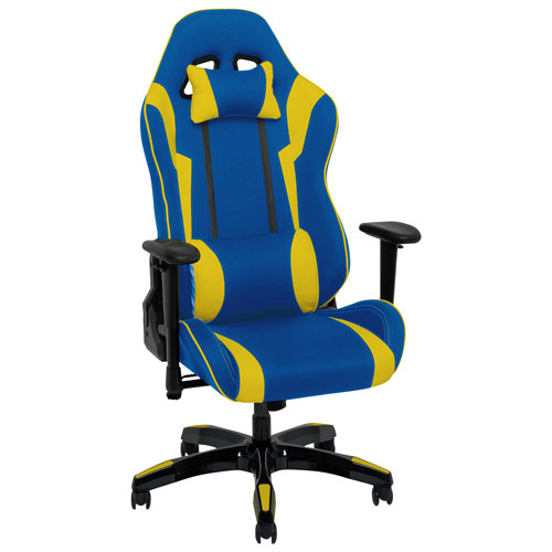 Corliving Ergonomic Faux Leather Gaming Chair Blue Yellow Best