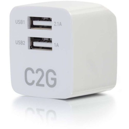 Image 1 of 1.. C2G 2-Port USB Wall Charger - AC to USB Adapter, 5V 2.1A Output